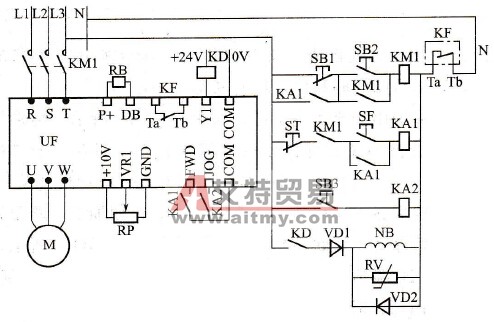 变频器控制带式连续输送机的控制线