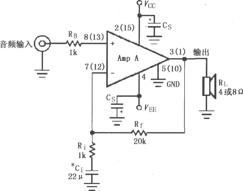 LM4765的双电源供电的音频功率放大电