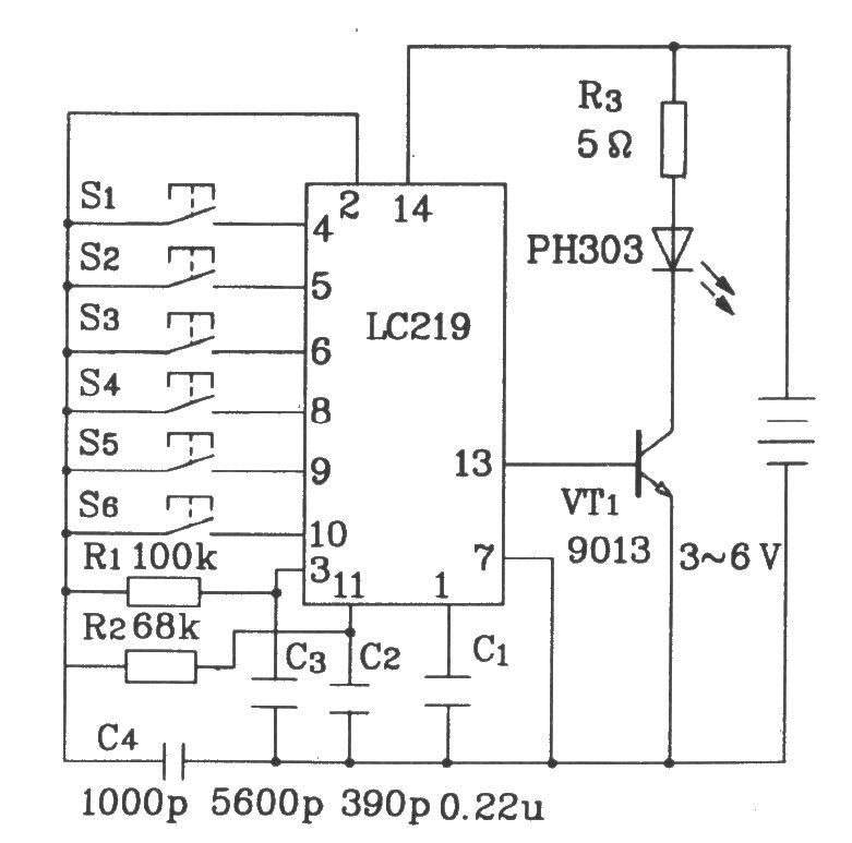 LC219/220A构成红外线遥控电机调速发射